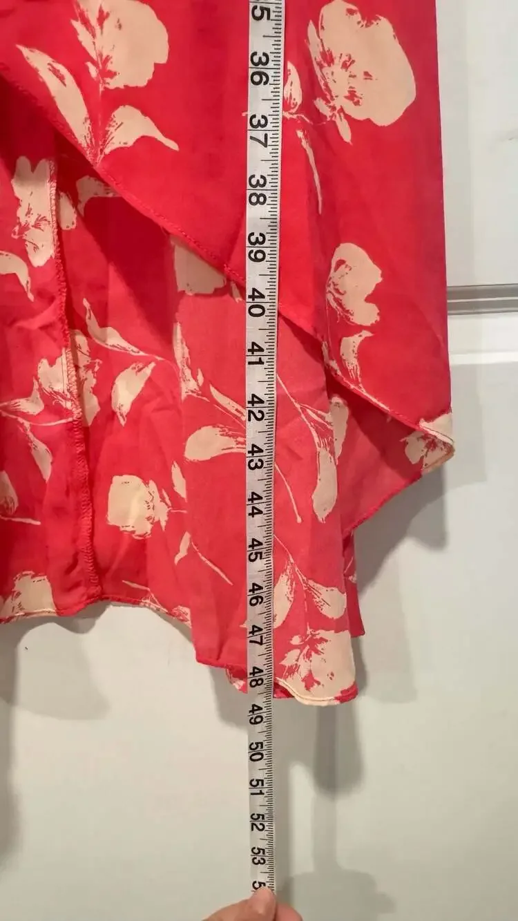 Barbiecore Pink Floral Wrap Midi Dress Coquette Cottagecore Vacation